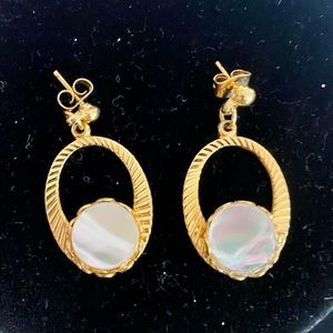 Gold Plated Circle Stone Stud Earrings